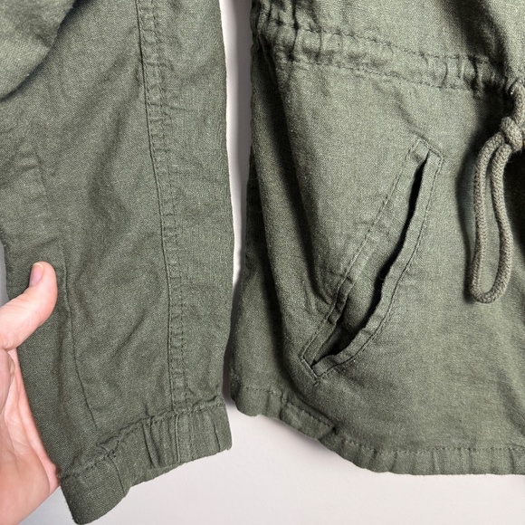 Old Navy Women's Zip Up Linen Field Jacket Collared Army Green Medium Outdoor - Picture 2 of 14
